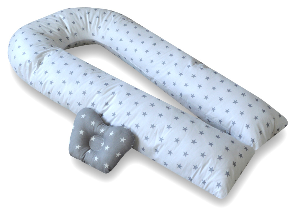 Подушка для беременных U-350 + подушечка для малыша Звездочки на белом, 70х350  #1