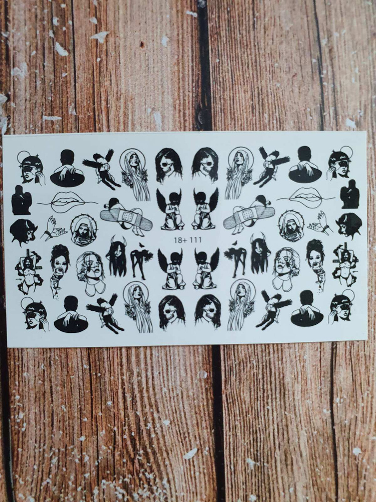 Слайдеры(водные наклейки)для дизайна ногтей на любой фон девушки,птицы,череп/декор для маникюра  #1