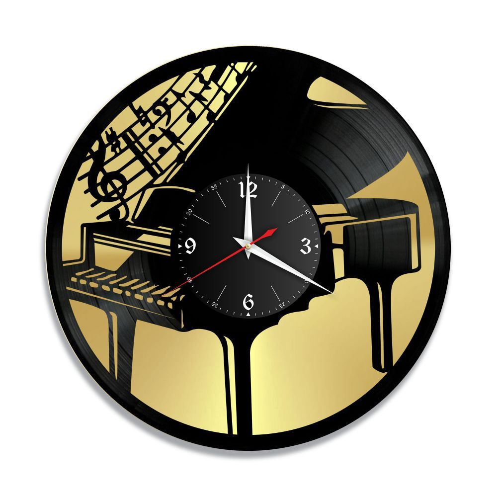 RedLaser Настенные часы "Музыка (Пианино) золото, из винила, №24", 30 см  #1