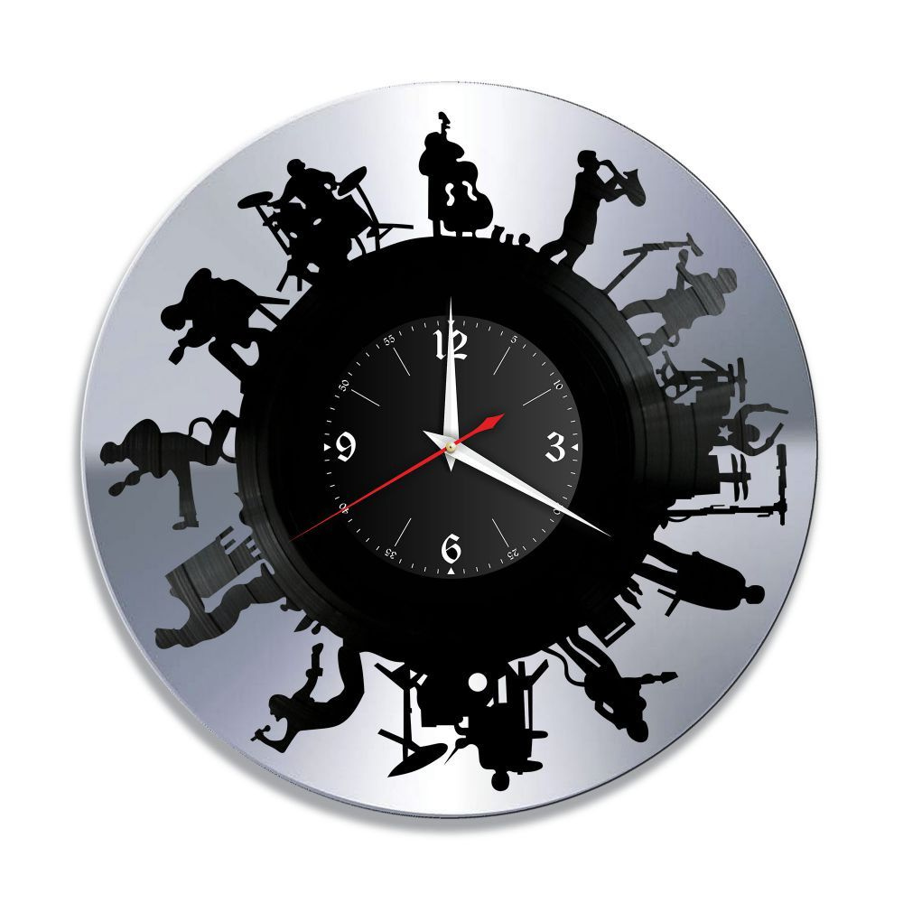 RedLaser Настенные часы "Музыка, серебро, из винила №27", 30 см  #1