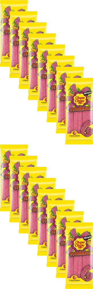 Мармелад Chupa Chups страйпсы со вкусом клубники, комплект: 16 упаковок по 120 г  #1