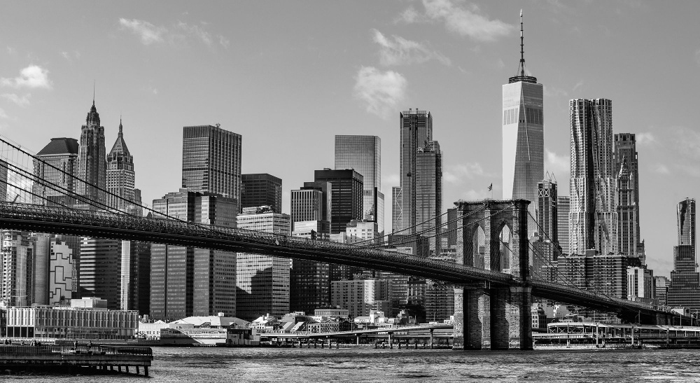 Фотообои 525х290 см Бруклинский мост ночной город Нью-Йорк New York / обои флизелиновые на стену в спальню, #1