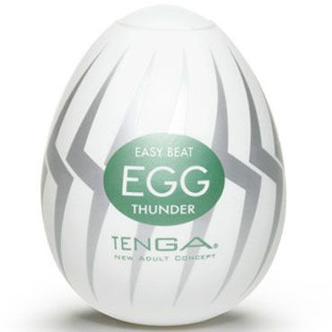 Tenga Egg Thunder. Одноразовый мастурбатор с рельефом в виде молний  #1