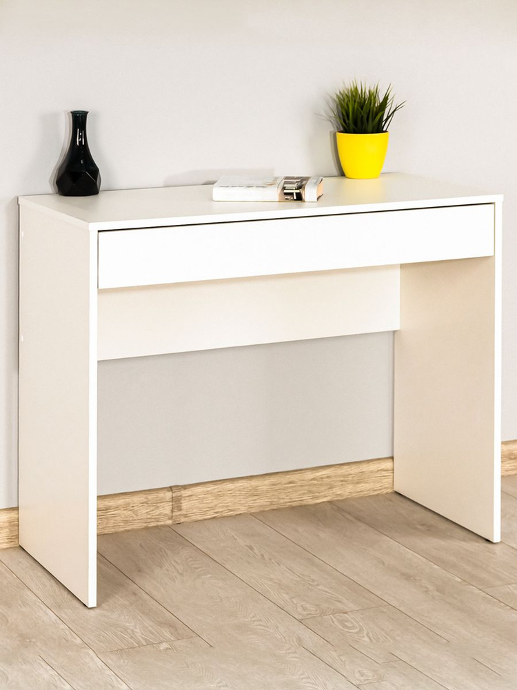 Стол письменный белый из ЛДСП с ящиком 90х45х75.5 см / Мебель Любава  #1