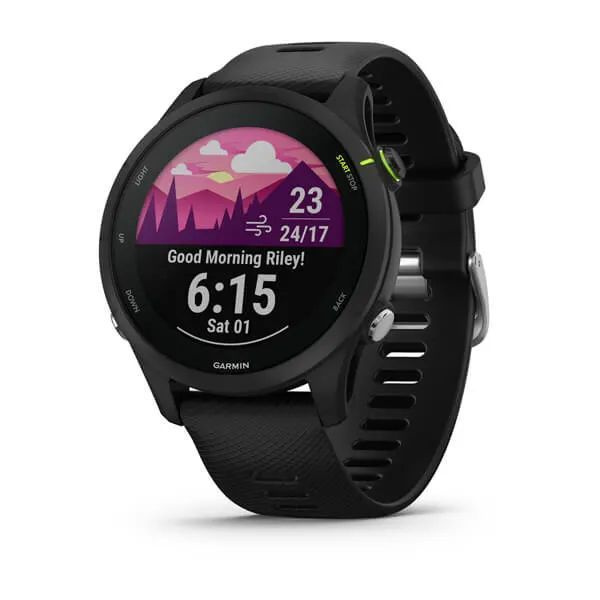 Garmin Умные часы Смарт часы Forerunner 255 Music с черным безелем и силиконовым черным ремешком Garmin #1