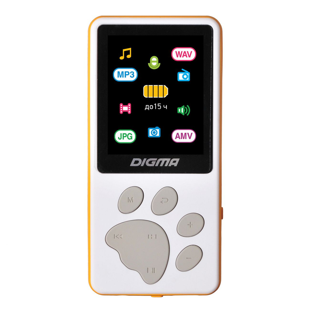 Digma MP3-плеер S4 White/Orange 8 ГБ, оранжевый, белый #1