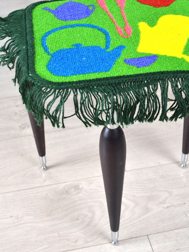 Коврик-подушка на табурет, стул, комплект 4 шт, Нью Соса, 33х33, зеленый, черный, 123361  #1
