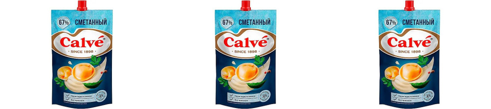 Calve майонез Сметанный 67%,3 шт по  400 г #1