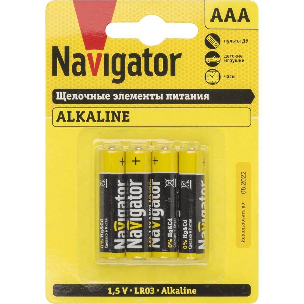 Navigator Батарейка AAA, Щелочной тип, 1,5 В, 4 шт #1