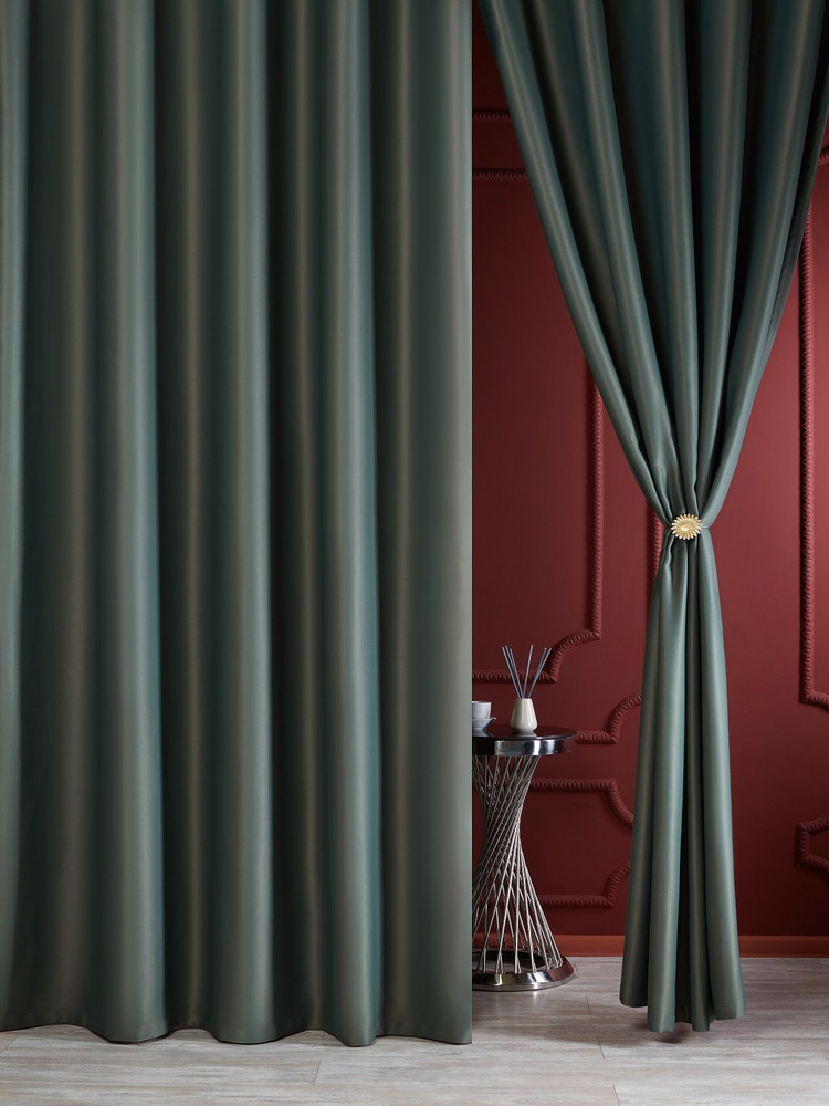 Айвори Комплект штор Блэкаут-Жасмин 270х300см, кипарисовый  #1