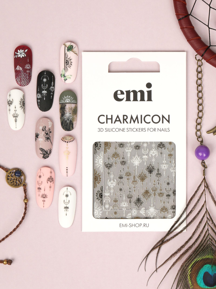 EMI Наклейки для дизайна ногтей Charmicon 3D Silicone Stickers №223 Бохо  #1