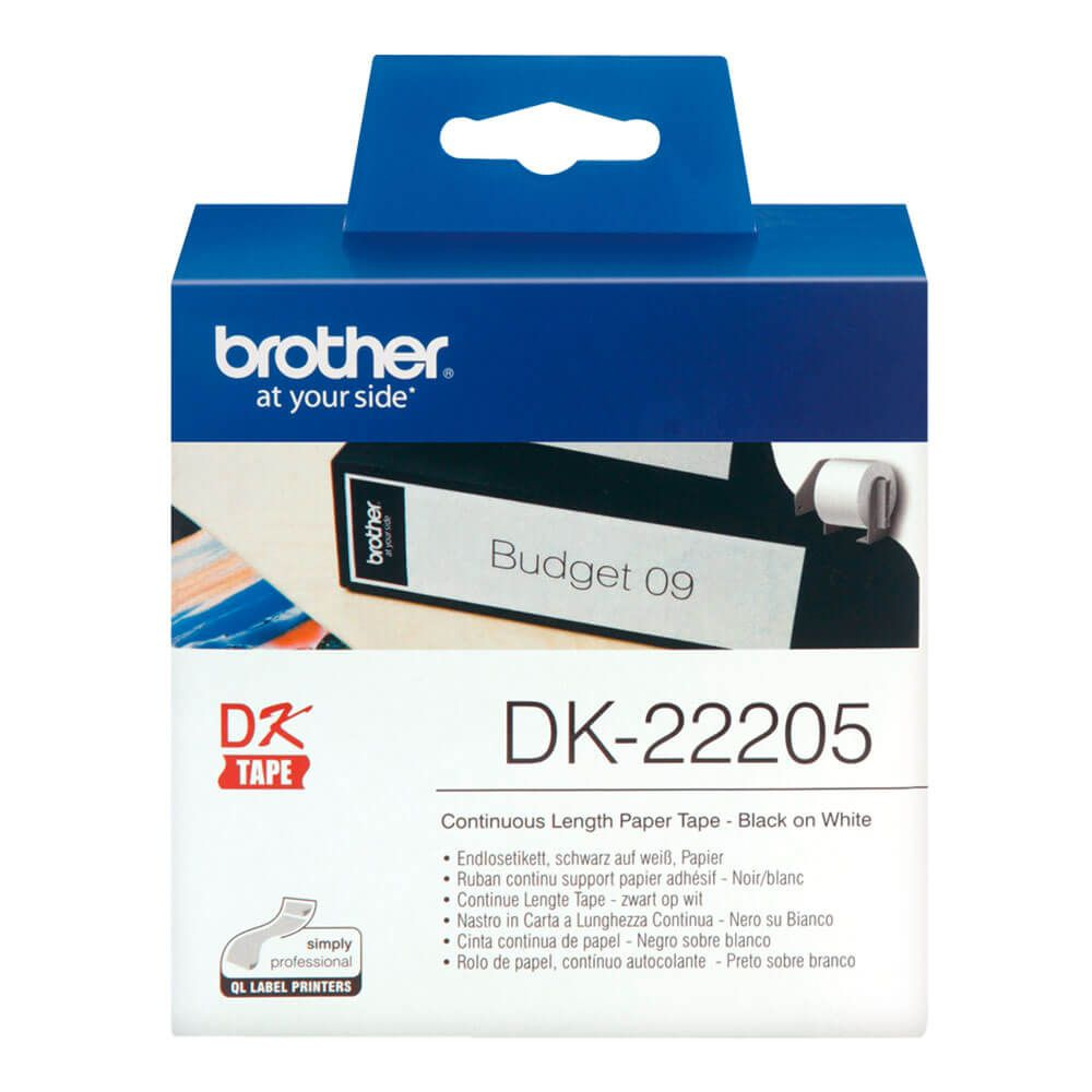 Лента Brother DK22205 черный на белом #1