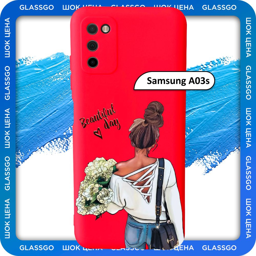 Чехол силиконовый с рисунком девушка с цветами на Samsung A03s / для Самсунг А03s  #1