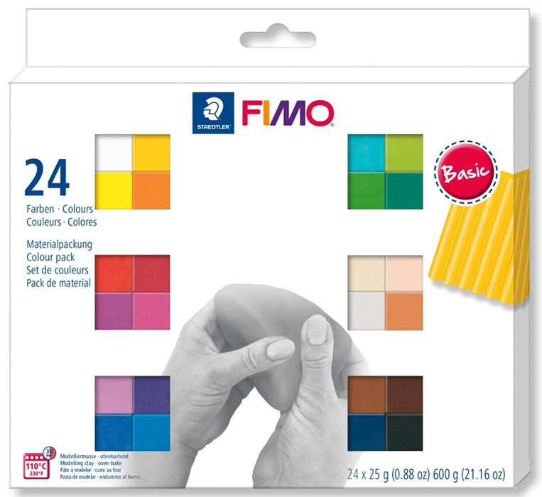 Комплект запекаемой полимерной глины Fimo Soft 8023 C24-1 Базовый (24х25 г.) 24 блока разных цветов по #1