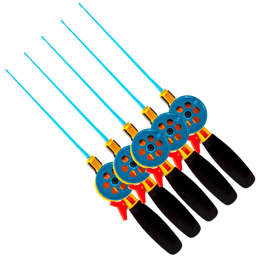 Удочка зимняя (5 шт) WestMan 55 ПП (ручка неопрен, хлыст 20 см) цв. Бирюзовый/Жёлтый / НОВИНКА / Рыбная #1