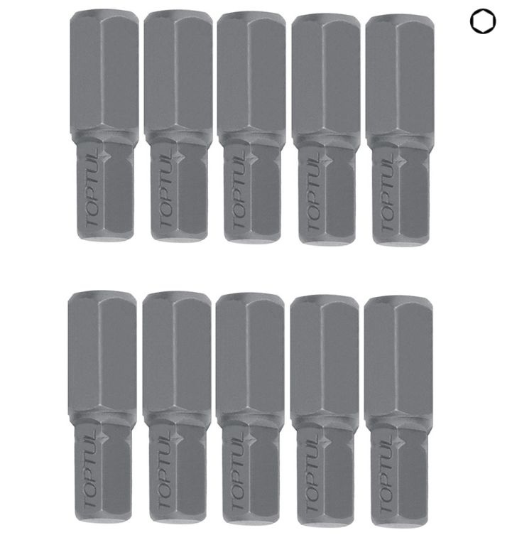 Биты для шуруповерта 5/16" L30мм HEX 12мм шестигранные профессиональные FSDA1012 TOPTUL (10 штук)  #1