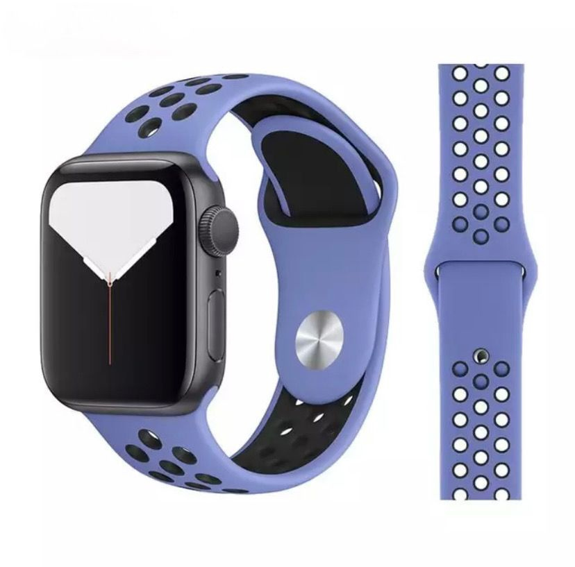 Силиконовый спортивный ремешок для смарт-часов Apple Watch, 38-40-41 мм, series 3,4,5,6,7, SE фиолетовый #1