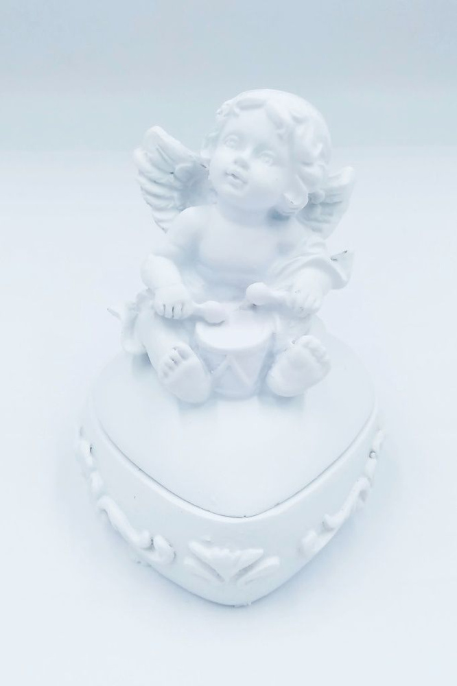 Сувенир статуэтка Ангел шкатулка Музыкант сердце 9см полимерная.  #1