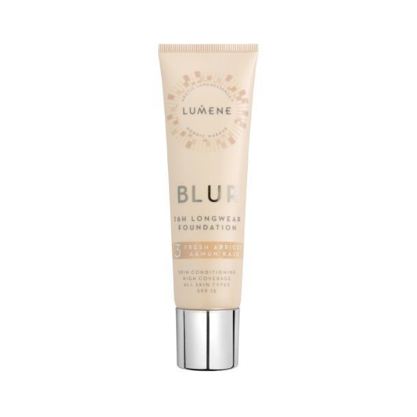 LUMENE Тональный крем для лица Blur 16H Longwear Foundation, тон 3 Fresh Apricot Кремовый бежевый, SPF15, #1