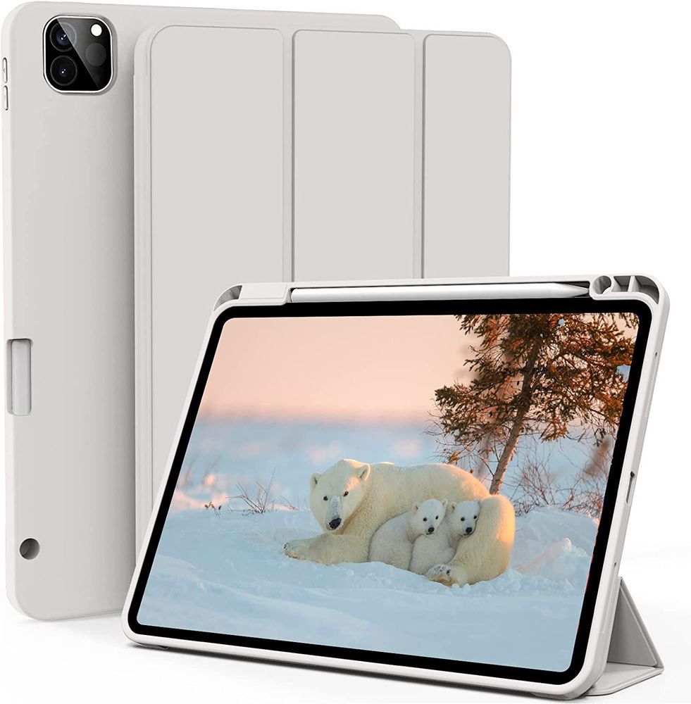 Чехол для планшета iPad Pro 12.9" (2022, 2021, 2020) с местом для стилуса, серый  #1
