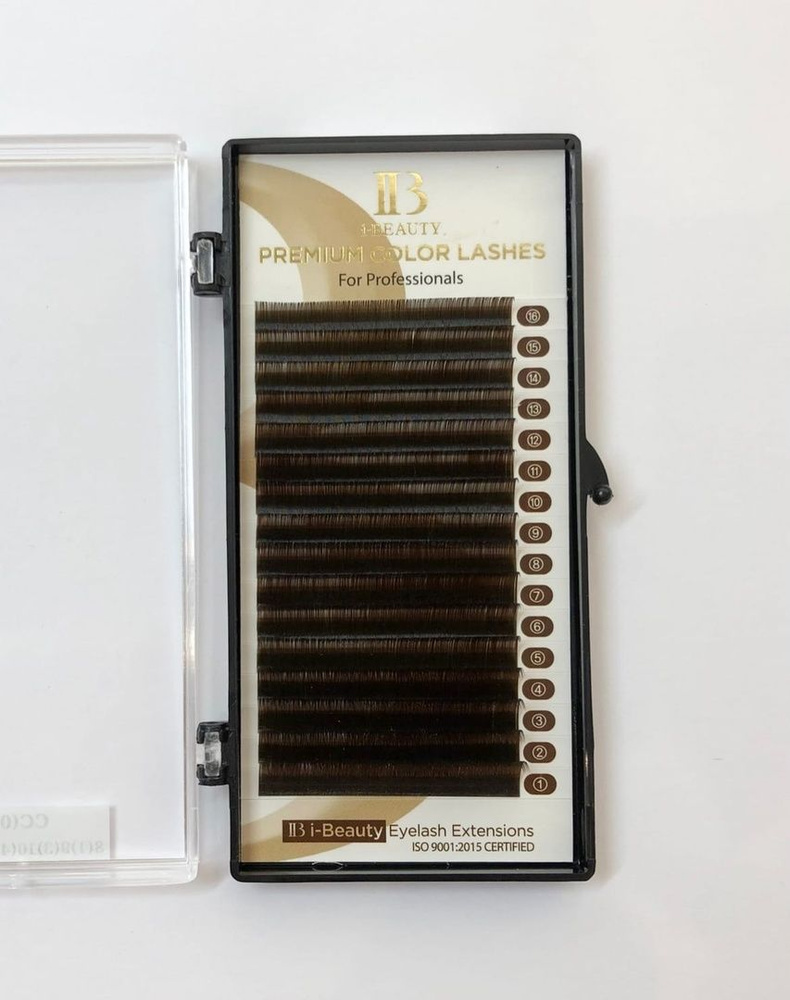 I-Beauty L 0,15 7-12мм тёмно-коричневые ресницы для наращивания микс 16 линий  #1