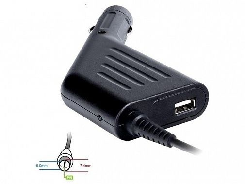 Автомобильная зарядка для ноутбука Dell 19.5V, 4.62A, 7.4x5.0мм с иглой ...