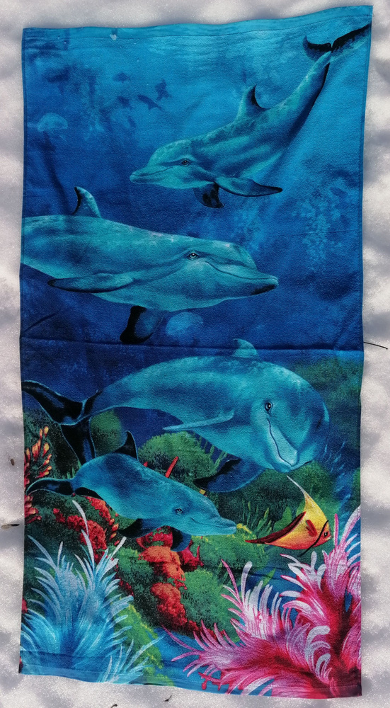 VLASVI Полотенце подарочное, Хлопок, 70x140 см, коралловый, синий, 1 шт.  #1