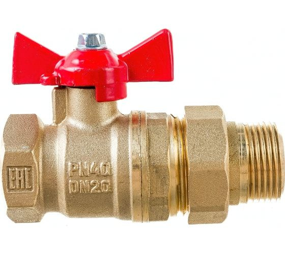 Кран шаровой для ВОДЫ 3/4" ВР/НР ручка-бабочка, американка, латунный ...