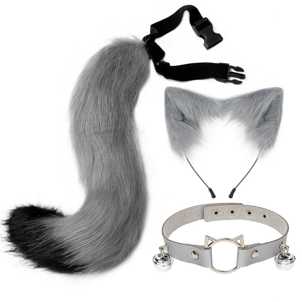 кошачий хвост и уши, Ожерелье, подходит для косплея, фестивалей, карнавалов  #1