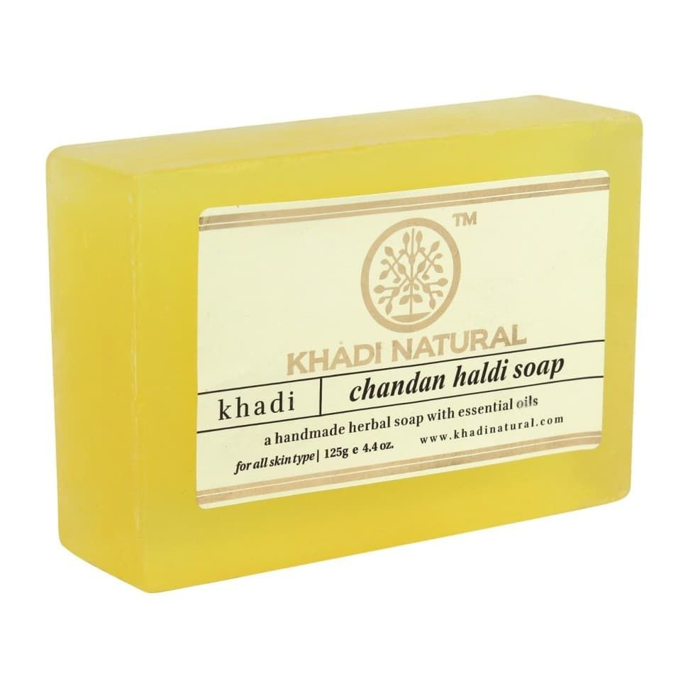 Натуральное мыло Сандал и куркума Кхади (Khadi Chandan Haldi Soap), 125 грамм  #1