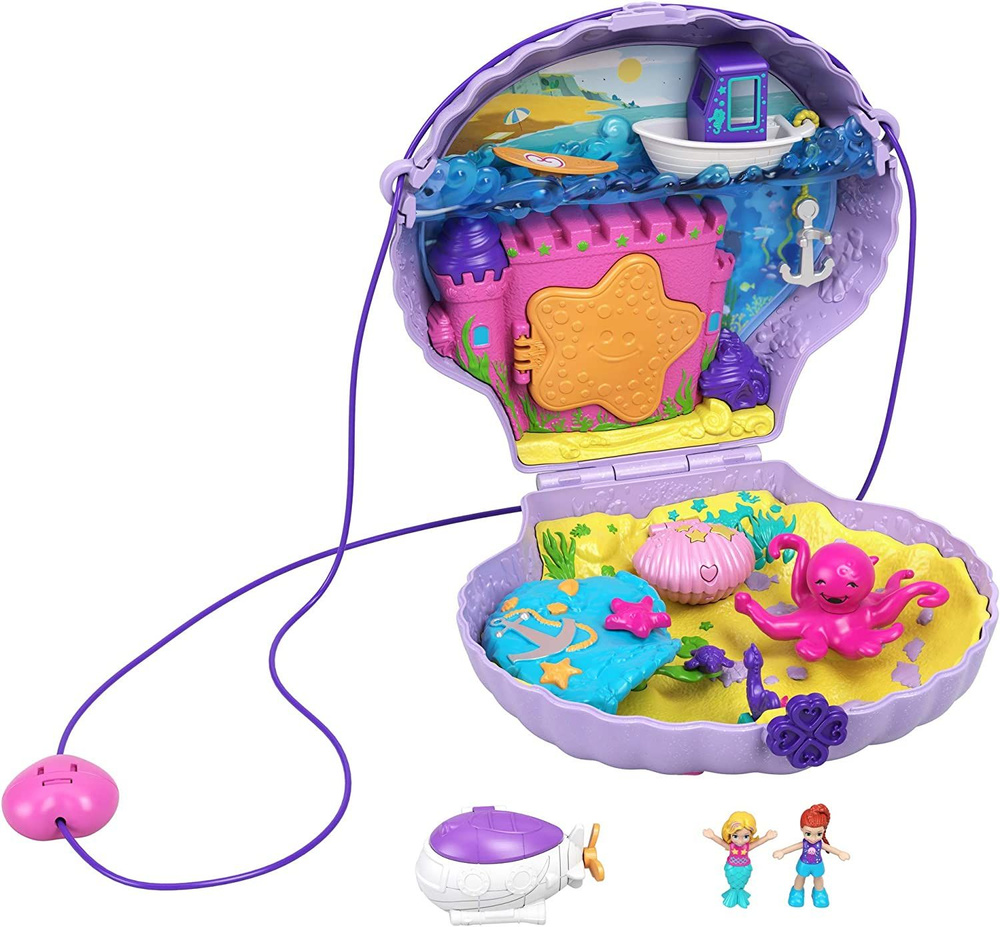 Polly Pocket Travel Toys, игровой набор в виде сумочки с куклами Micro Polly и Mermaid  #1