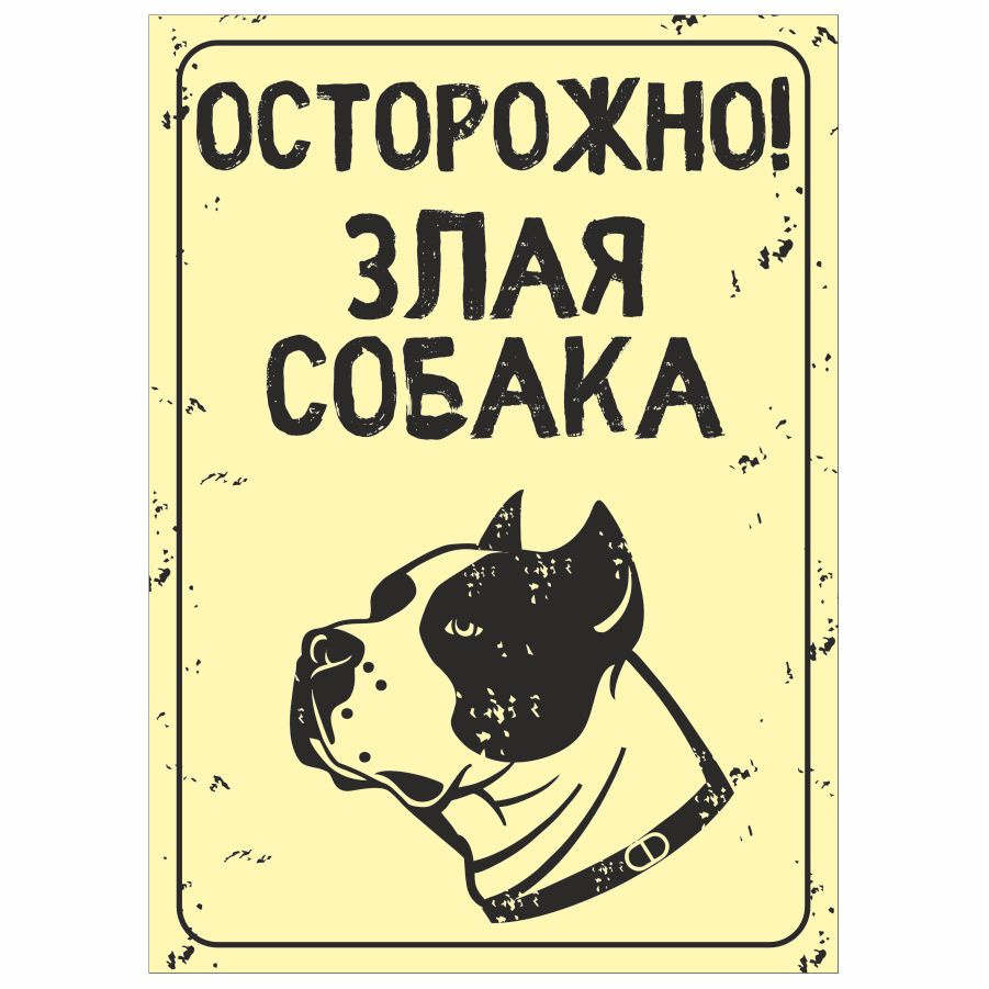 Табличка, с юмором, прикол, DANGER DOG, Осторожно! Злая собака, 18x25 см  #1