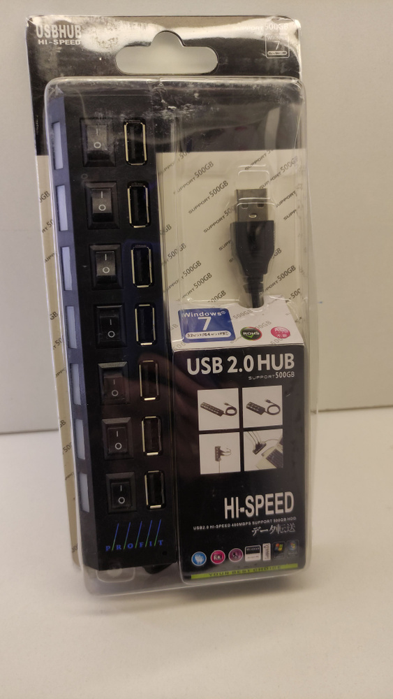 Кабель, USB Hub , концентратор USB 2.0 на 7 портов , HUB разветвитель с выключателями , ХАБ для периферийных #1