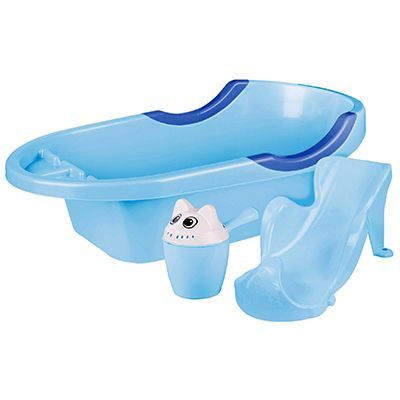 Набор для купания детский пластмассовый 3 предмета: ванна 86х44х24см, горка для купания, ковш с крышкой, #1