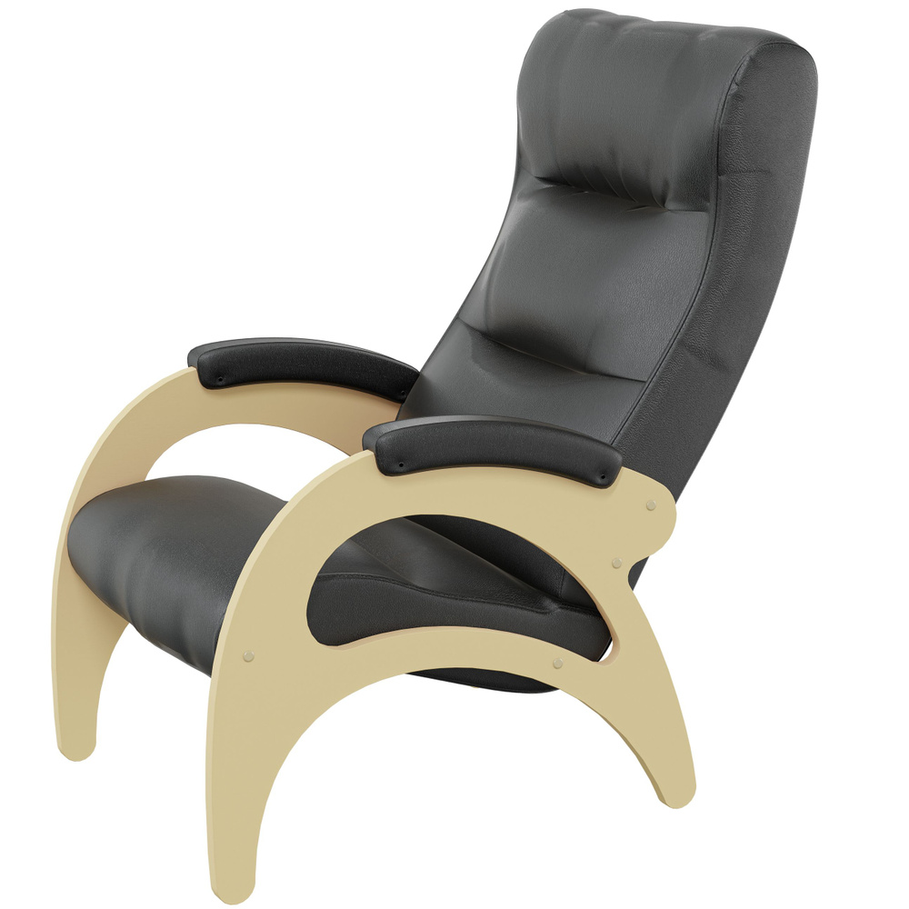 Кресло для отдыха МЕБЕЛИК Модель 41 б/л Ткань Дунди 108, каркас дуб шампань  #1