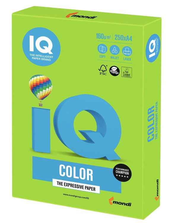 Бумага цв. IQ COLOR Зеленый неон Neon NEOGN (А4,80г, 500л) для всех видов принтеров и творчества, в фирменной #1