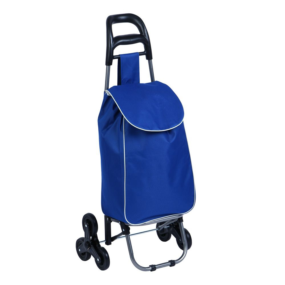 Тележка + сумка синяя, с колесами для подъёма по лестницам, до 30кг, VETTA, брезент, сумка 53х31х18,5см, #1