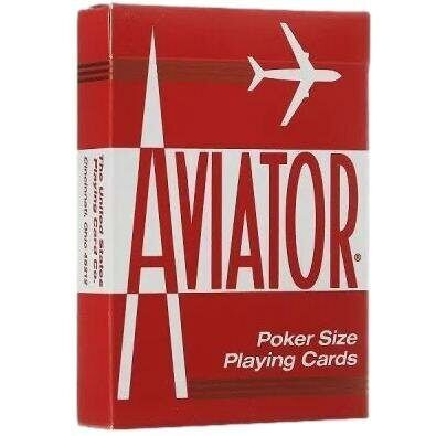 Карты игральные 54 шт. Aviator красная рубашка, для покера, пластиковое покрытие  #1