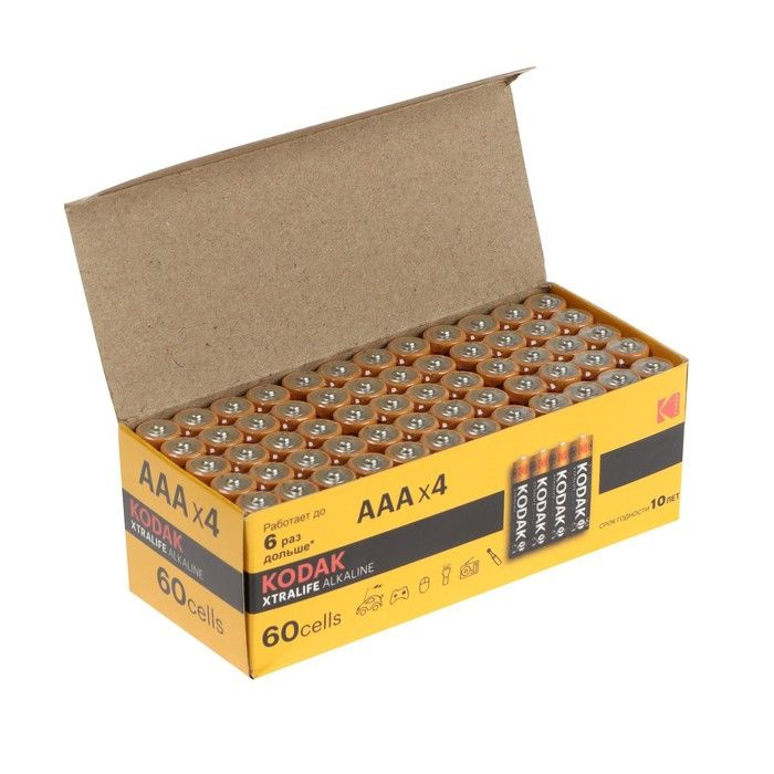 Батарейка алкалиновая Kodak Xtralife, AAA, LR03-60BOX, 1.5В, бокс, 60 шт. #1