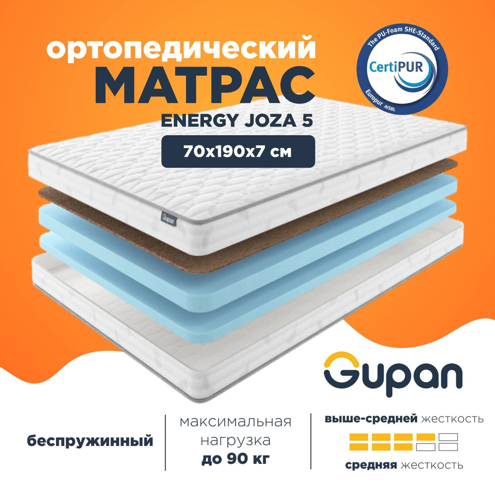 Gupan Матрас Energy Joza 5, Беспружинный, 70х190 см #1