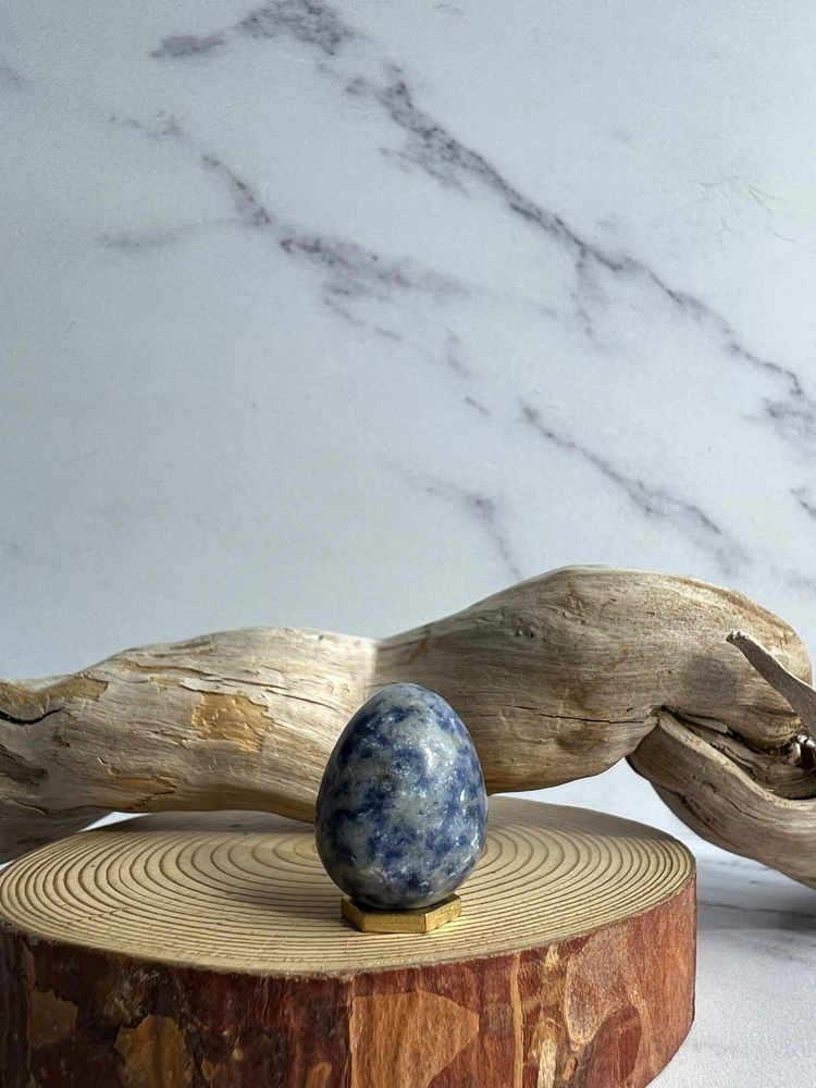 Сувенир на Пасху "Яйцо" из натурального камня Лазурит, 22х18 мм.  #1