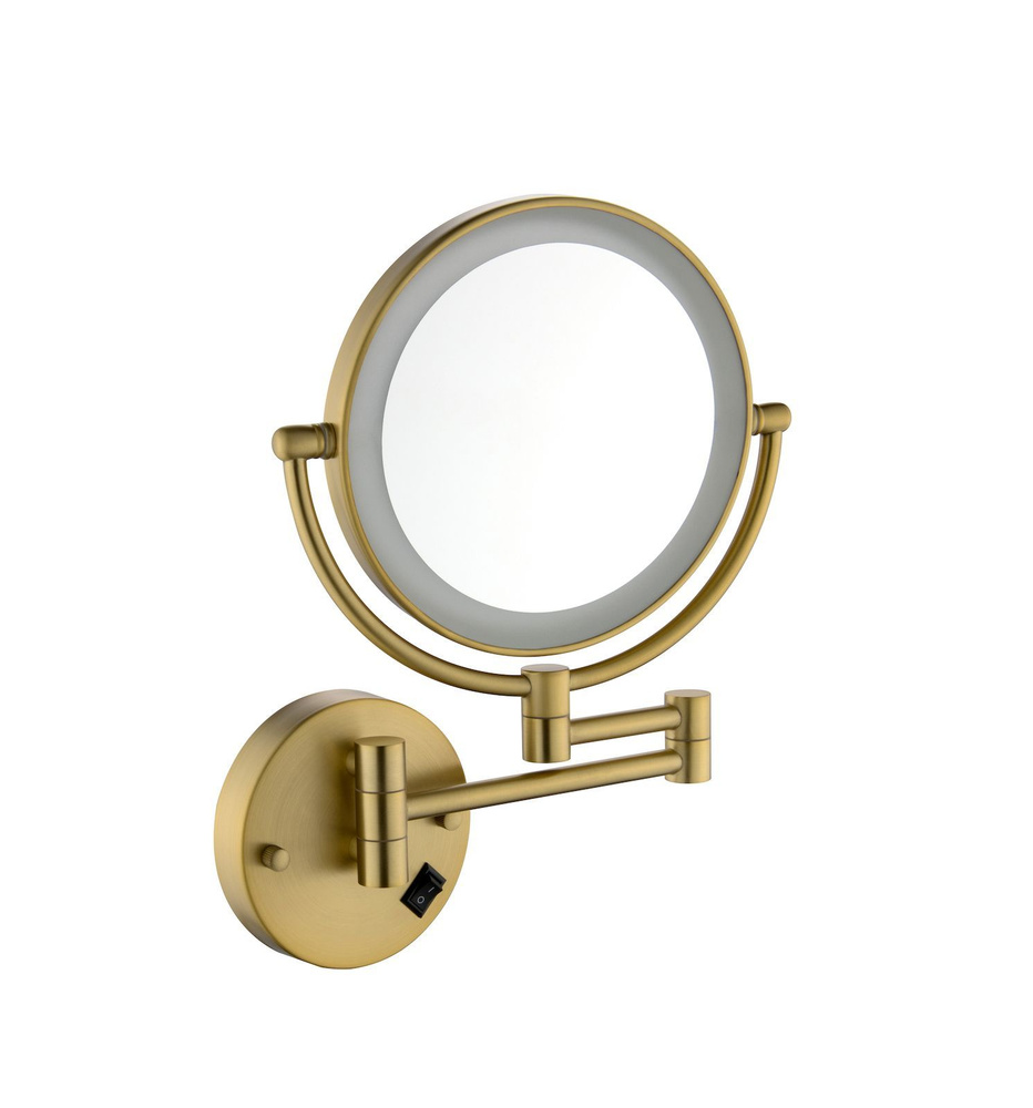 Зеркало косметическое двустороннее с 5-кратным увеличением и подсветкой Timo Saona 13276/17 золото матовое #1