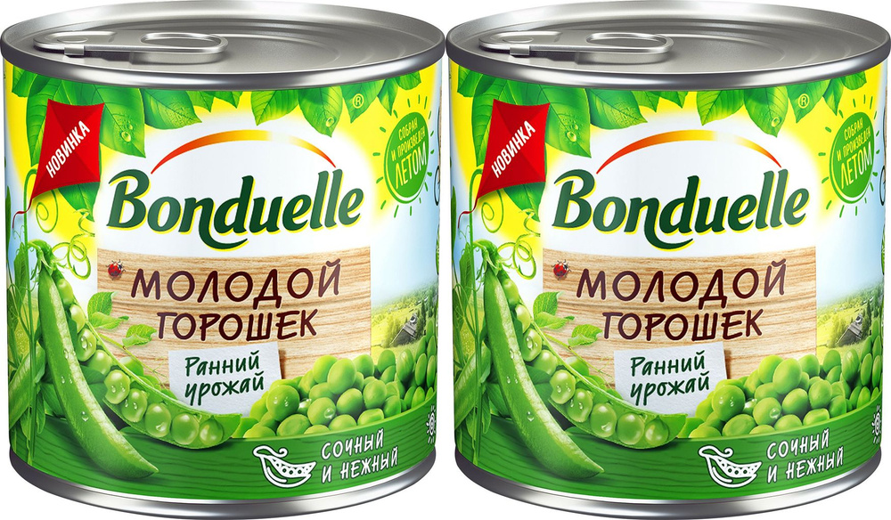Горошек Bonduelle зеленый молодой, комплект: 2 упаковки по 425 г  #1