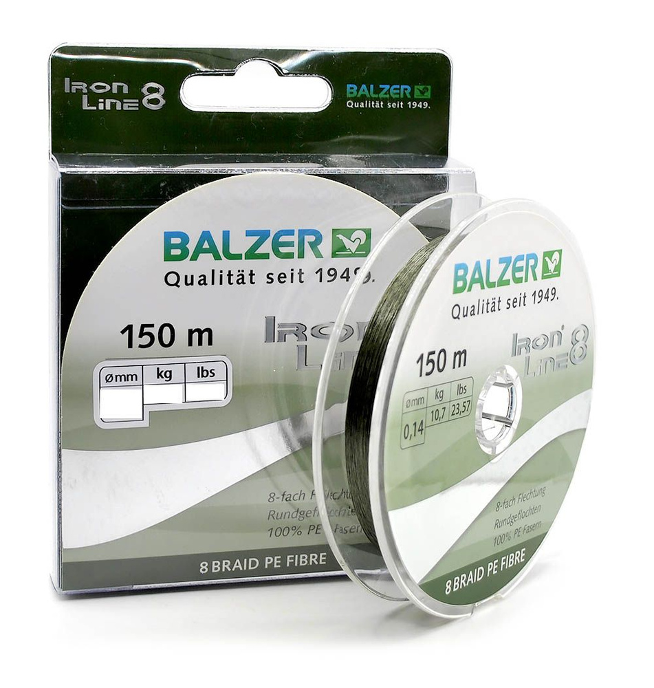 Плетеный шнур для рыбалки BALZER 0,12 Iron Line PE 8x 150м 0.12мм 9.8кг Green  #1