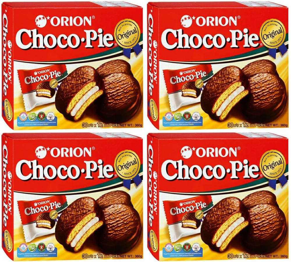 Пирожное Orion Choco Pie бисквитное 30 г х 12 шт, комплект: 4 упаковки по 360 г  #1