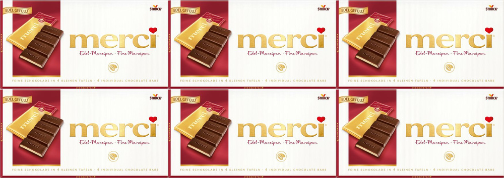 Шоколад Merci темный с начинкой из марципана, комплект: 6 упаковок по 112 г  #1