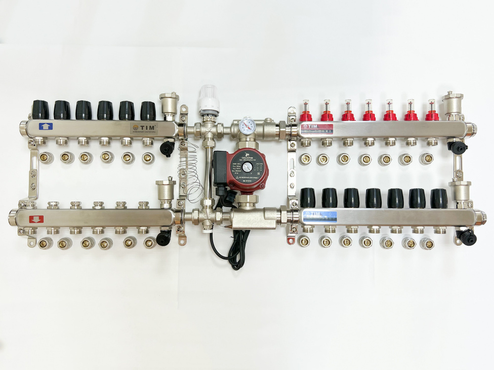 Комплект для подключения тёплого водяного пола на 7 выходов и радиаторов отопления 6 шт  #1