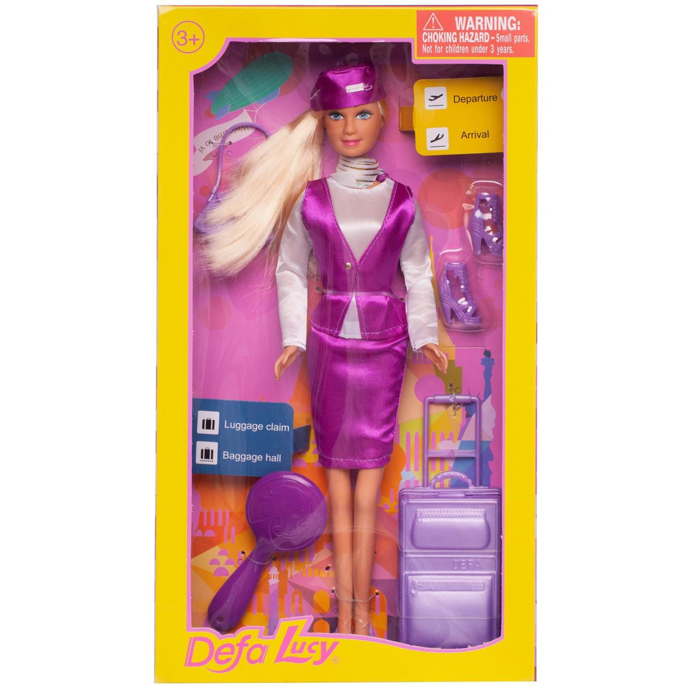 Игровой набор Кукла Defa Lucy Стюардесса в фиолетово-белой форме  #1
