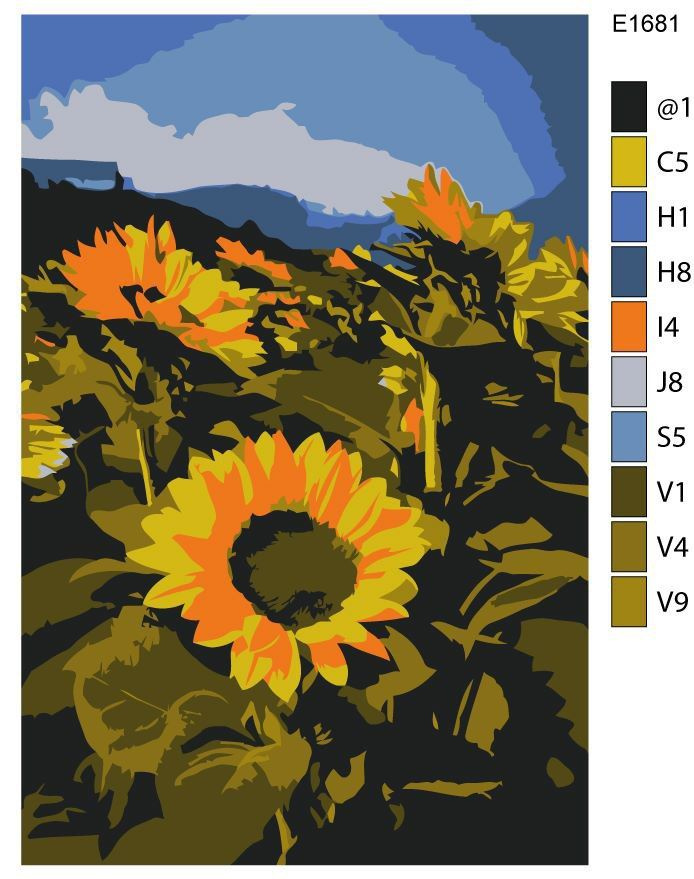 Детская картина по номерам E1681 "Подсолнухи под голубым небом" 20x30  #1