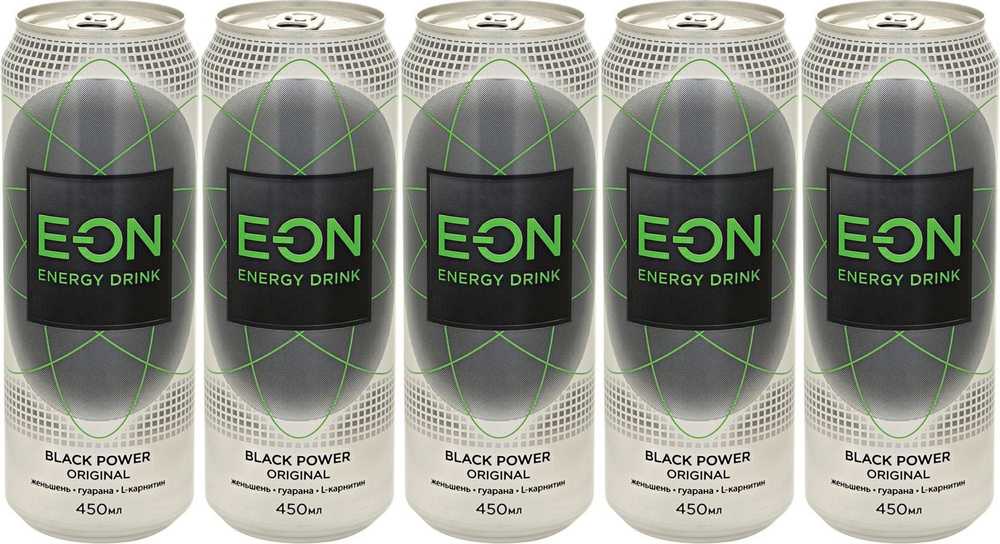 Напиток энергетический E-on Black Power безалкогольный, комплект: 5 упаковок по 450 мл  #1